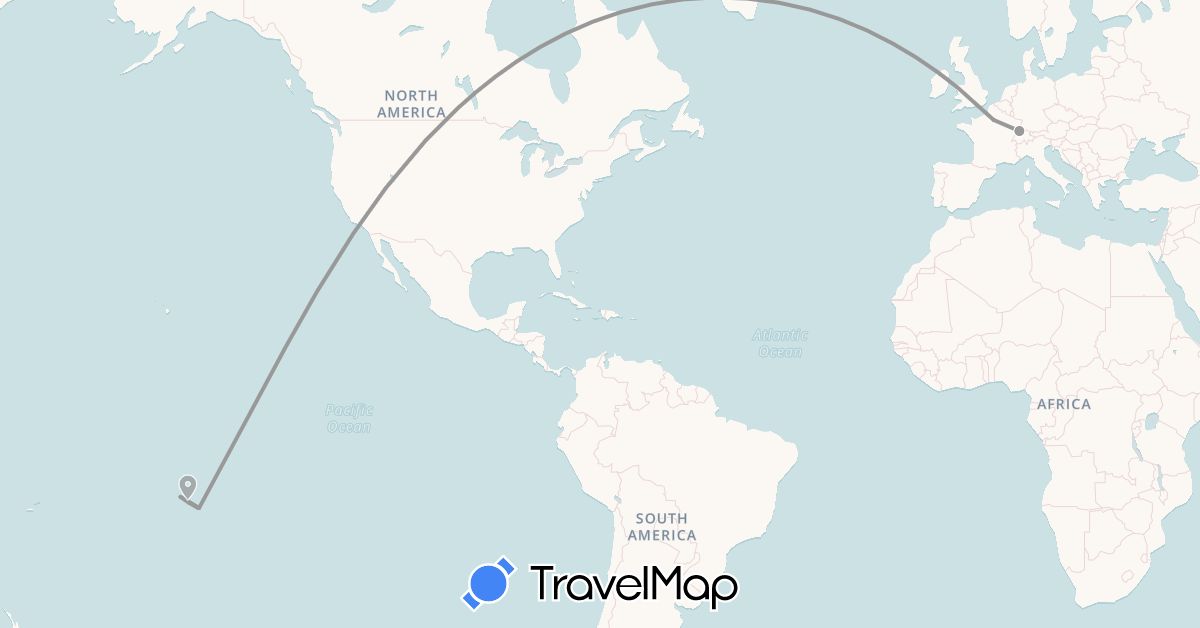 TravelMap itinerary: driving, plane in France, French Polynesia (Europe, Oceania)